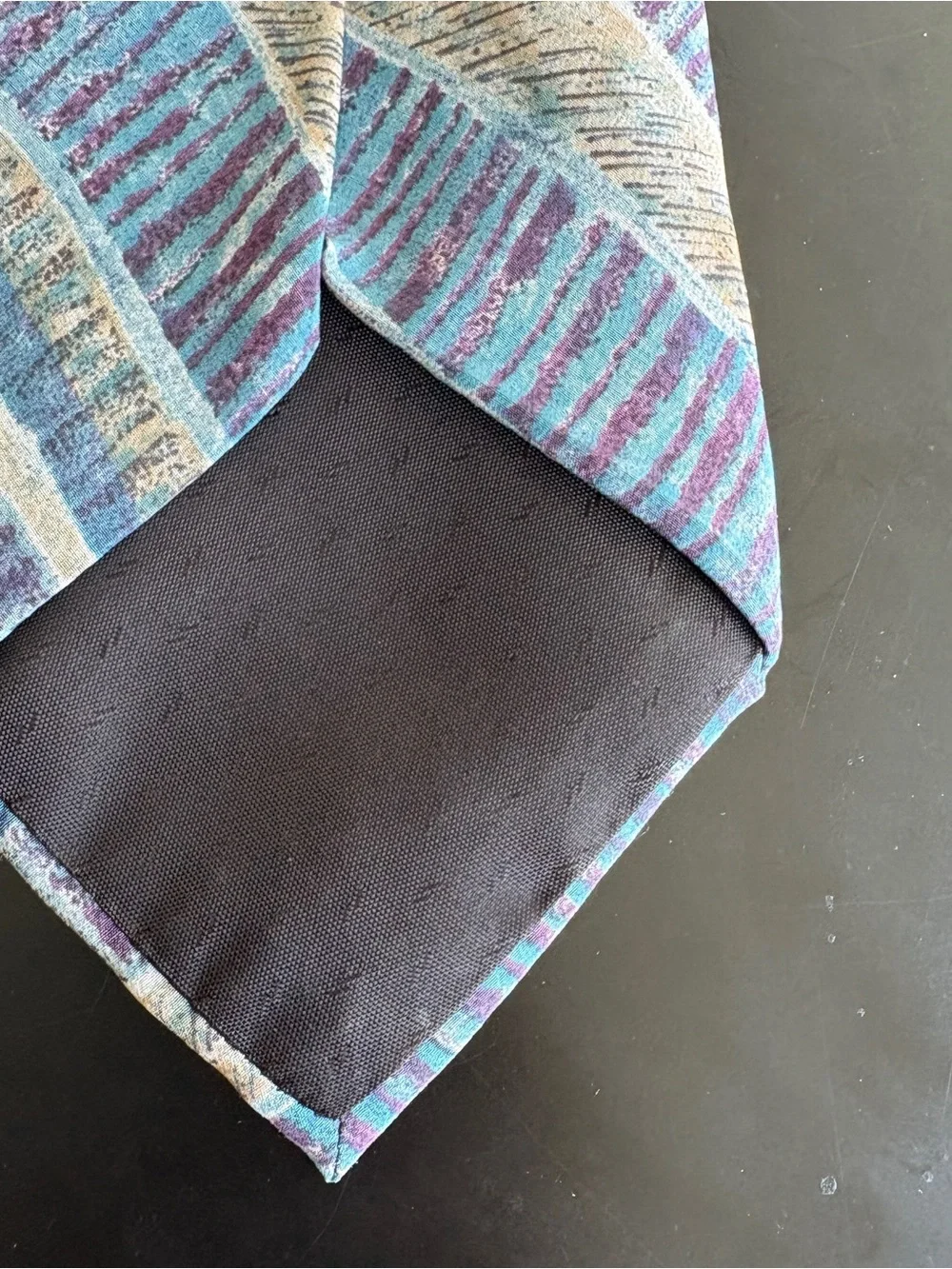 Vintage Oscar de la Renta Couture Collection Silk Tie Abstract Blue Teal USA